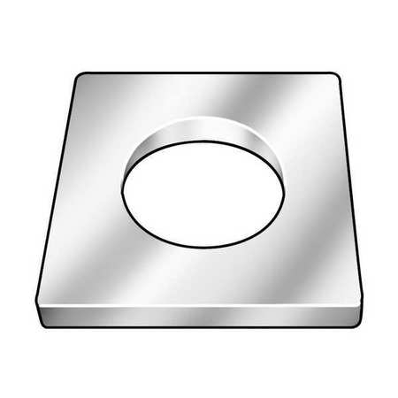 Zoro Select Square Washer, Fits Bolt Size 5/8 in Low Carbon Steel, Galvanized Finish Z8956G