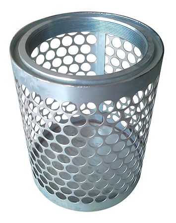 Zoro Select Suct Strainer, 9 Dia, 6 NPSM, Side Rnd Perf, Plating: Zinc 5RWL0