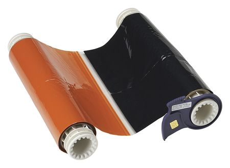 BRADY Ribbon Cartridge, 8-3/4" W, 200 ft. L, Black/Orange 13528
