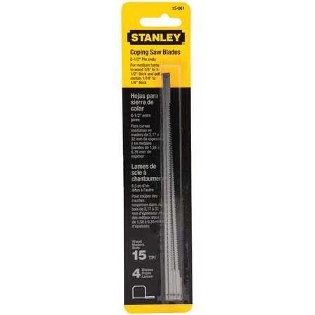 STANLEY Blade, Coping Saw, Pk4 15-061