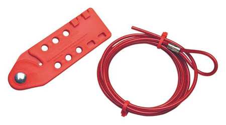 BRADY Tab-Cinching Cable Lockout, 6 ft. L, Color: Red CABLO