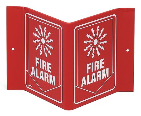 BRADY Fire Alarm Sign, 6 in Height, 9 in Width, Acrylic, Rectangle, English V1FL15A