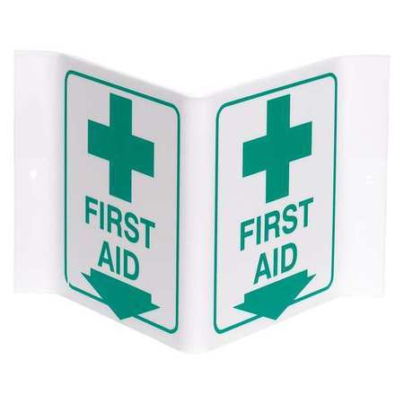 Brady First Aid Sign, 6 in Height, 9 in Width, Acrylic, Rectangle, English V1FA03A