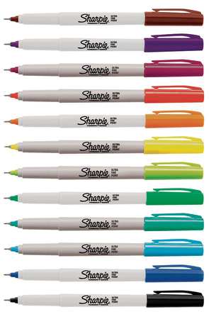 SHARPIE Black, Blue, Green, Red, Brown, Orange, Purple, Lime, Yellow, Aqua, Berry, Turquoise Ultra Fine Tip 37175PP