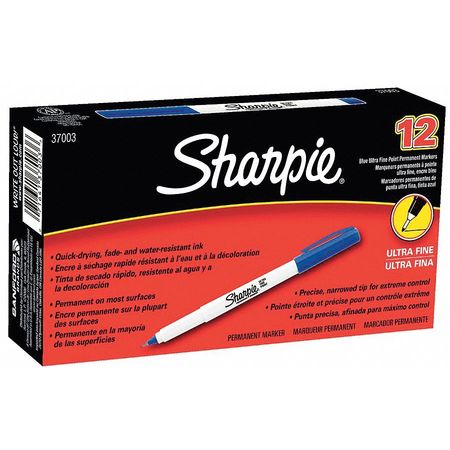 Sharpie Blue Permanent Marker, Ultra Fine Tip, 12 PK 37003
