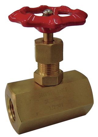 Zoro Select Needle Valve, 1/2 In NPT, 500 psi, Brass 5TUL1