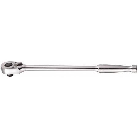 WESTWARD 1/2" Drive 48 Geared Teeth Pear Head Style Hand Ratchet, 15" L, Chrome Finish 5TZE7