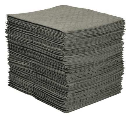 BRADY Absorbent Pad, 26 gal, 15 in x 19 in, Universal, Gray, Polypropylene MRO100