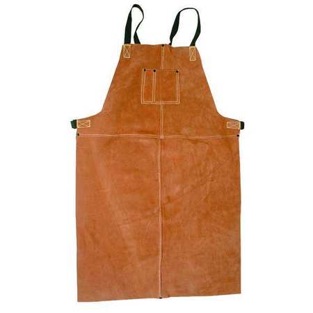 Condor Welding Bib Apron, Cowhide Leather, 36 in L, 24 in W, Fixed Buckle, Brown, Universal Size 5T179