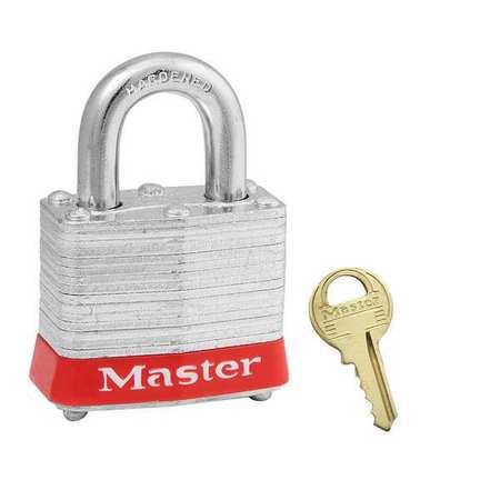 Master Lock Lockout Padlock, KD, Red, 1-1/4"H 3RED