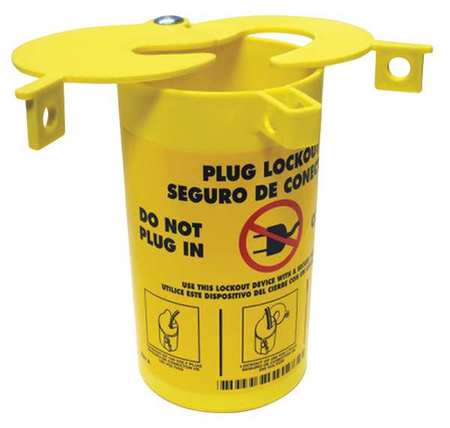 BRADY Plug Lockout, For 1 1/4 in Max Cord Diameter, 3 in Max Plug Diameter, For 2-Prong/3-Prong Plug Type PLO23