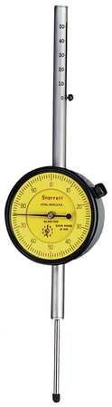 STARRETT Dial Indicator, 0 to 50mm, 0-100 25-2081J