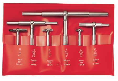 STARRETT Telescoping Gage Set, 5/16-6 In, 6 Pc S579HZ