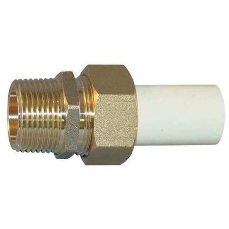 Zoro Select CPVC Transition Male Union, CTS, Schedule SDR-11, 1/2" Pipe Size, MNPT x CTS Hub TUM-005