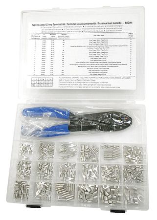 POWER FIRST Non-Insulated Wire Terminal Kit 282 Piece w/Tool 5UGK4