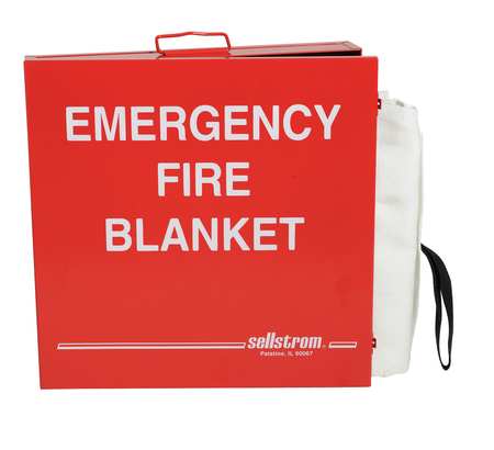 Sellstrom Fire Blanket and Cabinet, Fiberglass S97457