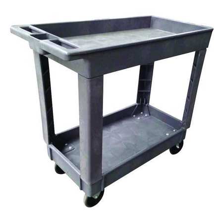 ZORO SELECT 2-Shelf Flat Plastic Utility Cart with Deep-Lipped Plastic Shelves, 500 lbs. 5UTH9