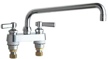 CHICAGO FAUCET Manual, 4" Mount, Commercial 2 Hole Low Arc Kitchen Faucet 895-L12ABCP