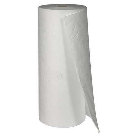 BRADY Absorbent Roll, 44 gal, 30 in x 150 ft, Oil-Based Liquids, White, Polypropylene ENV150