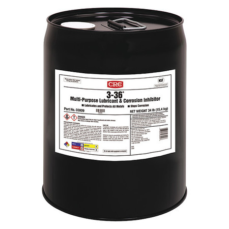 Crc Multi-Purpose Lubricant and Corrosion Inhibitor, 3-36, -50 to 250 Degrees F, 5 Gal Pail 03009
