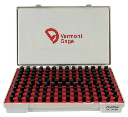 Vermont Gage Pin Gage Set, Plus, 0.501-0.625 In, Black 901100600