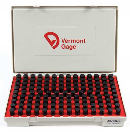 VERMONT GAGE Pin Gage Set, Minus, 0.626-0.750 In, Black 901200700