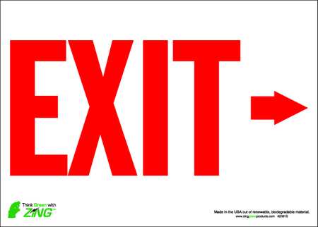 ZING EXIT Sign, Right Arrow, 10X14" Adhesive 2081S