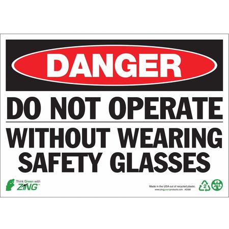 ZING Danger Sign, 10 in Height, 14 in Width, Aluminum, Horizontal Rectangle, English 2096A