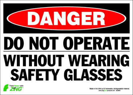 ZING DANGER Sign, Do Not Operate, 10X14", ADH 2096S