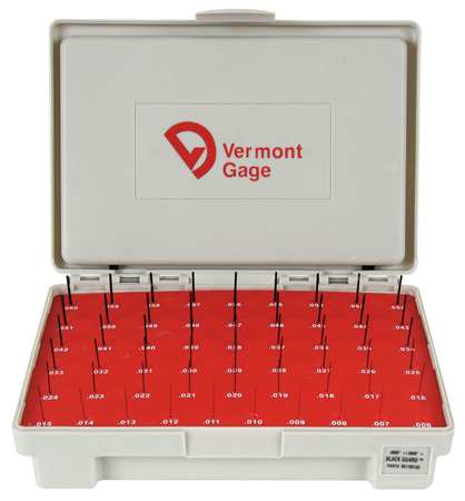 Vermont Gage Pin Gage Set, Plus, 0.006-0.060 In, Black 901100100