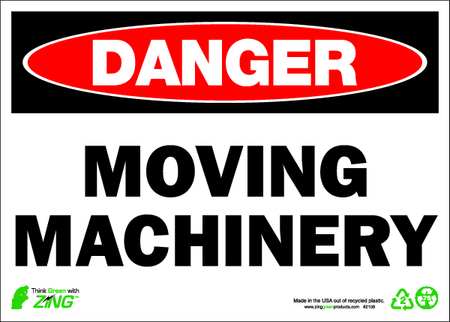 ZING Danger Sign, 10 in Height, 14 in Width, Plastic, Horizontal Rectangle, English 2108