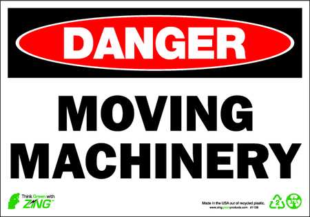 ZING Danger Sign, 7" Height, 10" Width, Plastic, Rectangle, English 1108