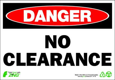 ZING Danger Sign, 7 x 10In, R and BK/WHT, ENG, 1116 1116