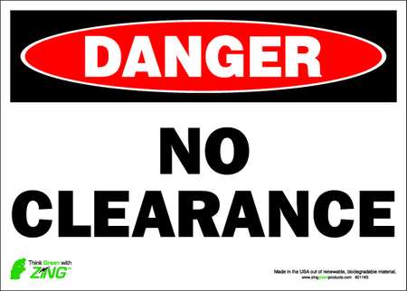 ZING Danger Sign, 10 in Height, 14 in Width, Polyester, Horizontal Rectangle, English 2116S