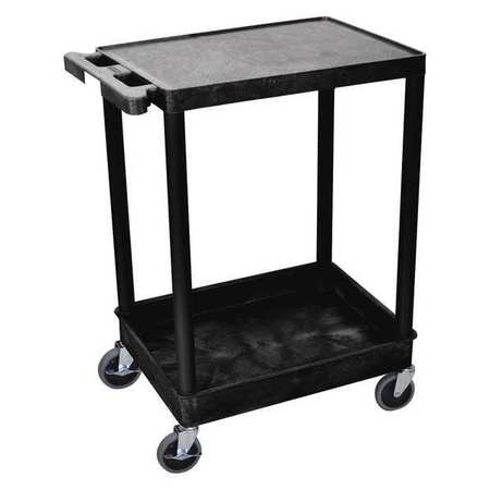 ZORO SELECT Utility Cart with Deep Lipped & Lipped Plastic Shelves, Polyethylene, Flat, 2 Shelves, 300 lb STC21-B