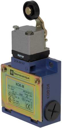 TELEMECANIQUE SENSORS Limit Switch, Roller Lever, Rotary, 1NC/1NO, 10A @ 240V AC, Actuator Location: Side XCKM115H7