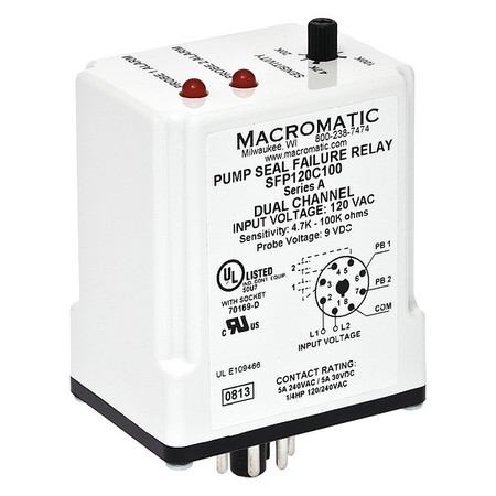 Macromatic Pump Seal Failure Relay, 2-SPNO, 120VAC SFP120C100