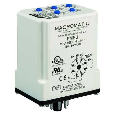 Macromatic 3 Phase Monitor Relay, SPDT, 500VAC, 8 Pin PMPU