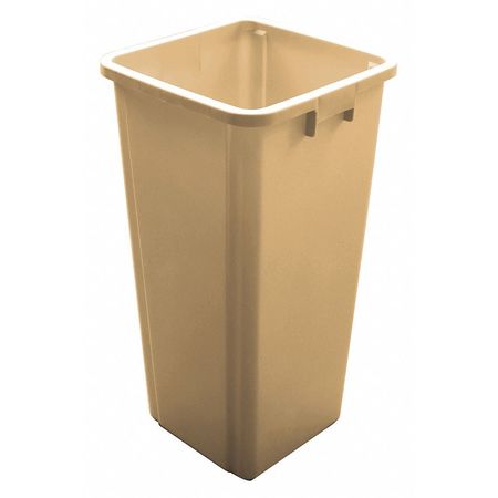 Zoro Select 25 gal Square Trash Can, Beige, 15 3/4 in Dia, None, Plastic 5WYZ1