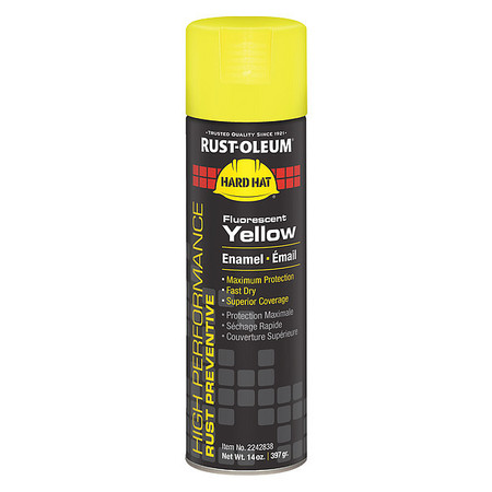 Rust-Oleum Rust Preventative Spray Paint, Fluorescent Yellow, Fluorescent, 14 oz 2242838