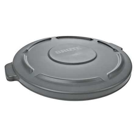 Rubbermaid Commercial 20 gal Flat Trash Can Lid, 20 in W/Dia, Gray, Resin, 0 Openings FG261960GRAY