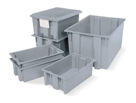 Akro-Mils Stack & Nest Container, Gray, Industrial Grade Polymer, 18 in L, 11 in W, 6 in H 35180GREY
