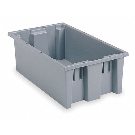 AKRO-MILS Stack & Nest Container, Gray, Industrial Grade Polymer, 19 1/2 in L, 15 1/2 in W, 13 in H 35195GREY