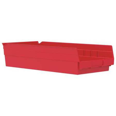 Akro-Mils 20 lb Shelf Storage Bin, Plastic, 8 3/8 in W, 4 in H, Red, 17 7/8 in L 30158RED