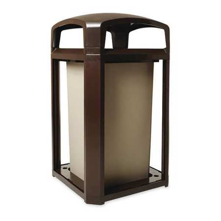 Rubbermaid Commercial 50 gal Square Trash Can, Sable, 26 in Dia, Open Top FG397500SBLE