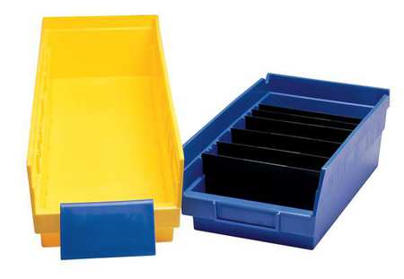 Akro-Mils 20 lb Shelf Storage Bin, Plastic, 11 1/8 in W, 4 in H, 23 5/8 in L, Yellow 30174YELLO