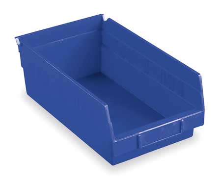 Akro-Mils 20 lb Shelf Storage Bin, Plastic, 11 1/8 in W, 4 in H, 11 5/8 in L, Blue 30170BLUE
