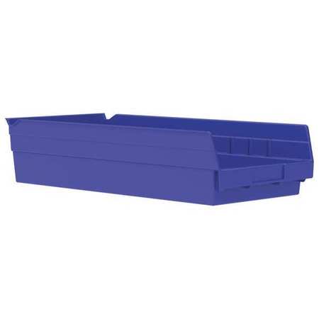 Akro-Mils 20 lb Shelf Storage Bin, Plastic, 8 3/8 in W, 4 in H, Blue, 17 7/8 in L 30158BLUE
