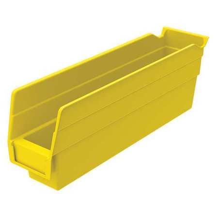Zoro Select 7 lb Shelf Storage Bin, Plastic, 2 3/4 in W, 4 in H, Yellow, 11 5/8 in L 30110YELLOBLANK