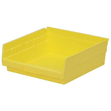 Akro-Mils 20 lb Shelf Storage Bin, Plastic, 11 1/8 in W, 4 in H, Yellow, 11 5/8 in L 30170YELLO